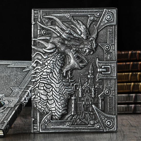A5 Embossed Dragon Metal Three-Dimensional Diary Notebook Record Book Travel Diary Hand Book Birthday Gift Office Stationery