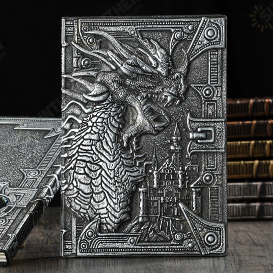 A5 Embossed Dragon Metal Three-Dimensional Diary Notebook Record Book Travel Diary Hand Book Birthday Gift Office Stationery