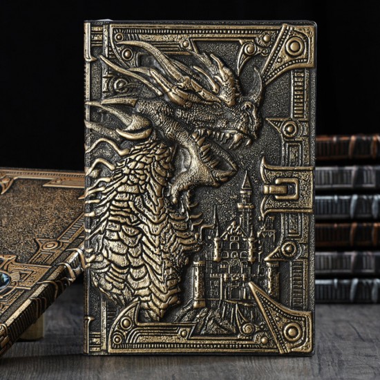 A5 Embossed Dragon Metal Three-Dimensional Diary Notebook Record Book Travel Diary Hand Book Birthday Gift Office Stationery