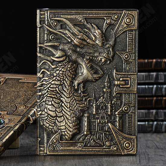 A5 Embossed Dragon Metal Three-Dimensional Diary Notebook Record Book Travel Diary Hand Book Birthday Gift Office Stationery