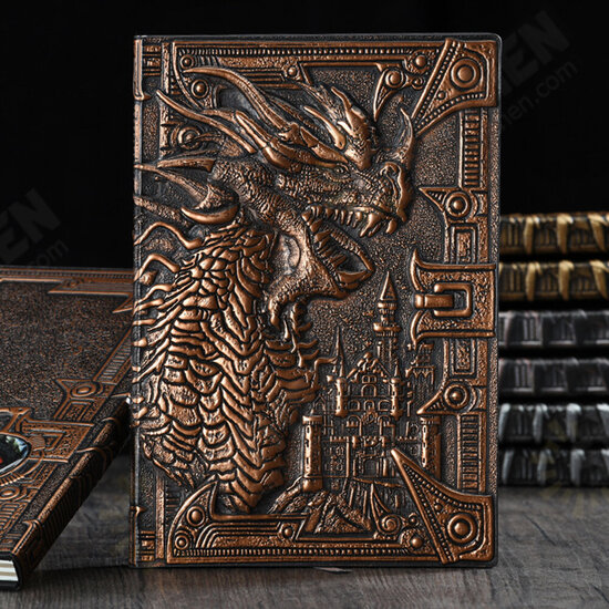 A5 Embossed Dragon Metal Three-Dimensional Diary Notebook Record Book Travel Diary Hand Book Birthday Gift Office Stationery