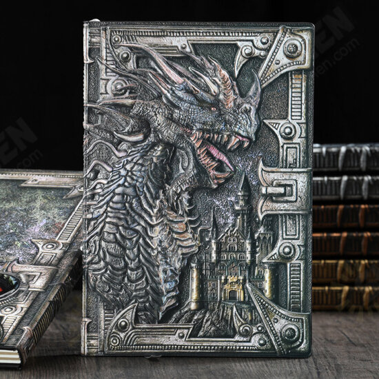 A5 Embossed Dragon Metal Three-Dimensional Diary Notebook Record Book Travel Diary Hand Book Birthday Gift Office Stationery