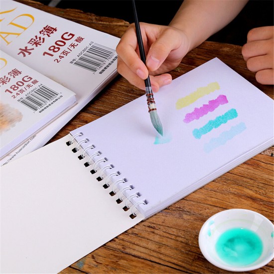 Watercolor Book A3/A4/A5 180G 24Pages Iron Coil Binding Acid-Free Watercolor Paper Book Sketching Gouche Paper For Beginners