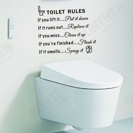 DIY Toilet Rules Bathroom Toilet Wall Sticker Vinyl Art Decals Home Office Decoration