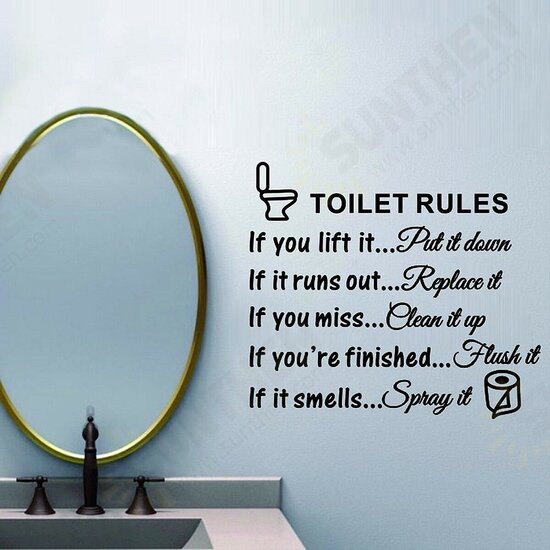 DIY Toilet Rules Bathroom Toilet Wall Sticker Vinyl Art Decals Home Office Decoration