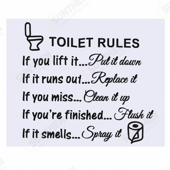 DIY Toilet Rules Bathroom Toilet Wall Sticker Vinyl Art Decals Home Office Decoration