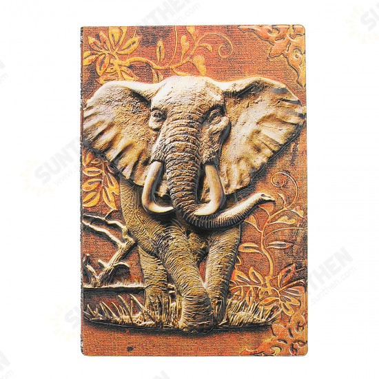 European elephant relief retro notebook gift book PU travel gift 8yue