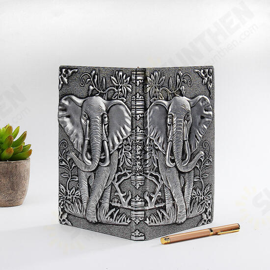 European elephant relief retro notebook gift book PU travel gift 8yue