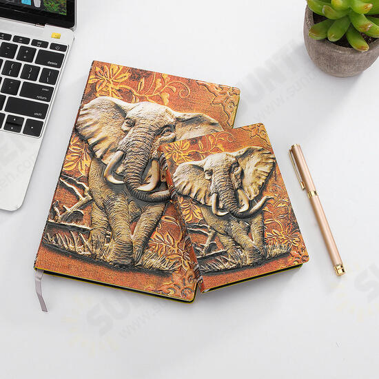 European elephant relief retro notebook gift book PU travel gift 8yue