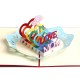 GFM2050R 3D Mother's Day Greeting Cards I Love Mom Flower Heart-shape Paper Handmade Anniversary Birthday Card Gifts for Mother Mom