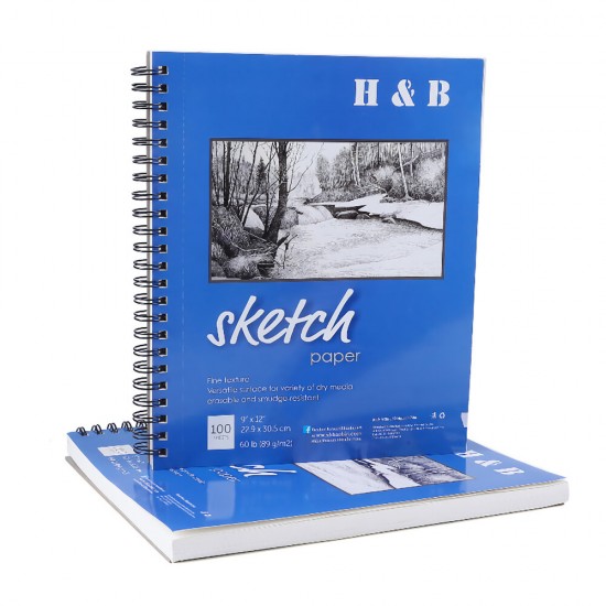 Sketch Book 9inchX12inch 100 Sheets Wire Bound Blank Page Artist Sketch Paper Durable Acid Free Drawing and Sketching Paper Book