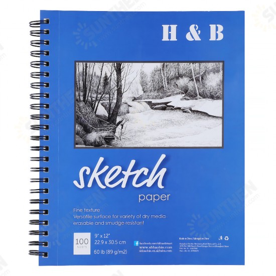 Sketch Book 9inchX12inch 100 Sheets Wire Bound Blank Page Artist Sketch Paper Durable Acid Free Drawing and Sketching Paper Book