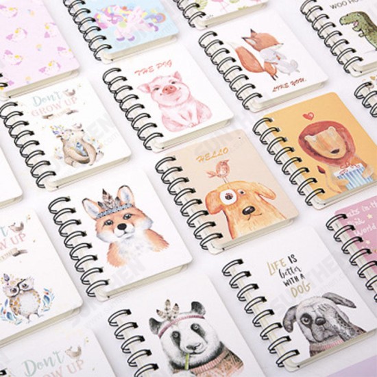 Kawaii Cute Animal Cartoon Rollover Coil Carry Mini Portable Notebook Pocket Notepad School Office Stationery Supplies for students