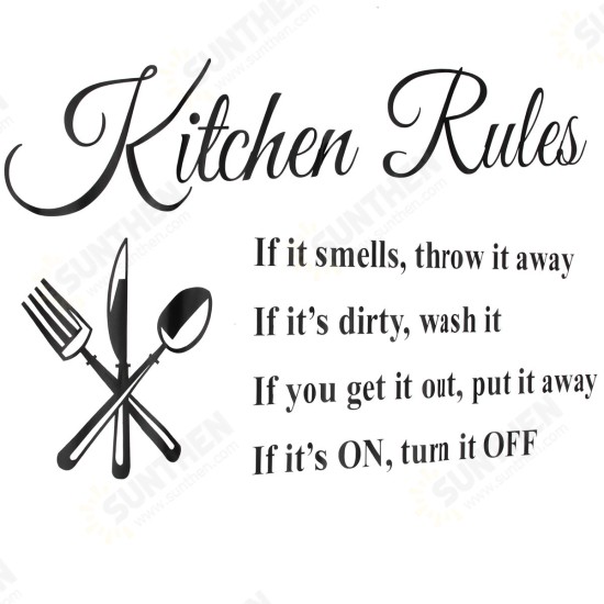 Kitchen Rules Wall Stickers Door Sign Vinyl DIY Wallpaper Wall Decal Home Restaurant Kitchen Wall Decor