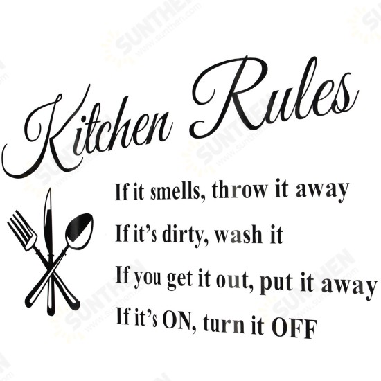 Kitchen Rules Wall Stickers Door Sign Vinyl DIY Wallpaper Wall Decal Home Restaurant Kitchen Wall Decor