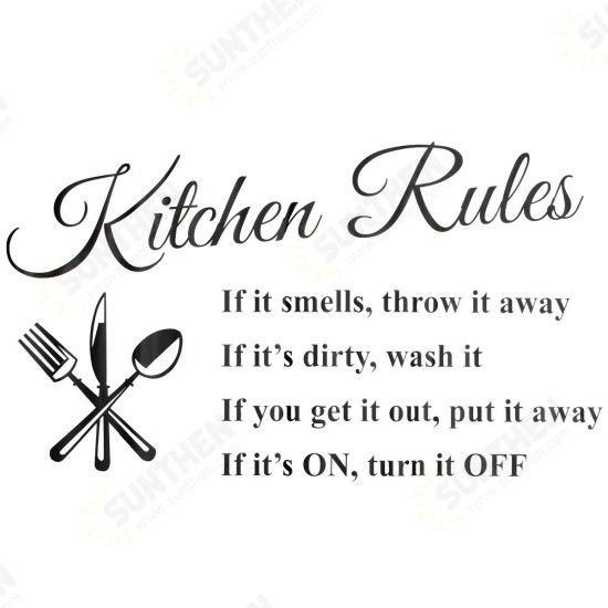 Kitchen Rules Wall Stickers Door Sign Vinyl DIY Wallpaper Wall Decal Home Restaurant Kitchen Wall Decor