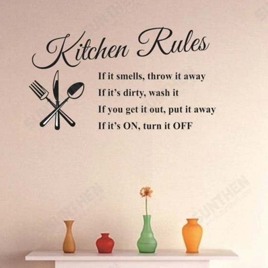 Kitchen Rules Wall Stickers Door Sign Vinyl DIY Wallpaper Wall Decal Home Restaurant Kitchen Wall Decor