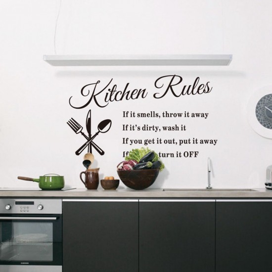 Kitchen Rules Wall Stickers Door Sign Vinyl DIY Wallpaper Wall Decal Home Restaurant Kitchen Wall Decor