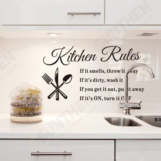 Kitchen Rules Wall Stickers Door Sign Vinyl DIY Wallpaper Wall Decal Home Restaurant Kitchen Wall Decor