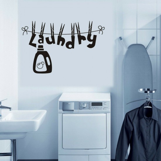 Laundry Room Wall Sticker PVC Waterproof Removable Wall Sticker Painting Home Decor