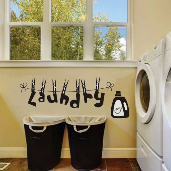 Laundry Room Wall Sticker PVC Waterproof Removable Wall Sticker Painting Home Decor