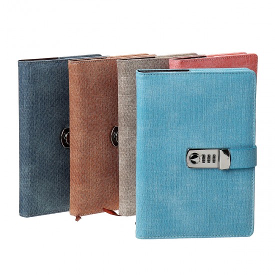 Lockable A5 Diary Notebook Combination Locking PU Journal Writing Notebook Planner Agenda Personal Notepad