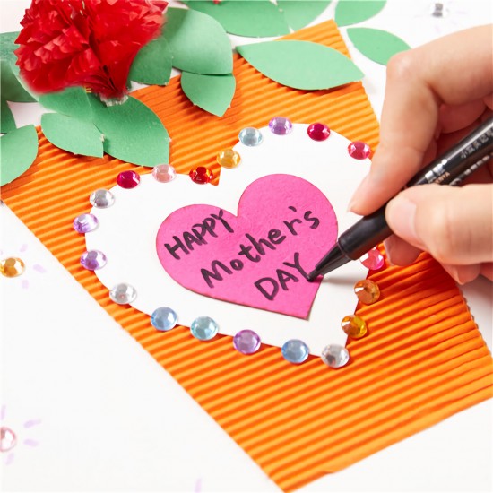 M1642 DIY Handmade 3D Mother's Day Greeting Card Set Carnation Flower Paper Anniversary Birthday Thanksgiving Cards Gifts for Women Mother Mom