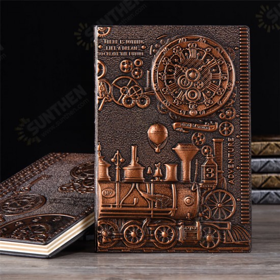 Relief Retro Notebook A5 Machine Theme Vintage Hardcover Diary Notebook Gift Stationery Writing Business Office Gift Notepad