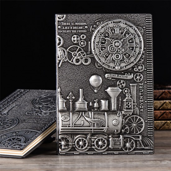 Relief Retro Notebook A5 Machine Theme Vintage Hardcover Diary Notebook Gift Stationery Writing Business Office Gift Notepad
