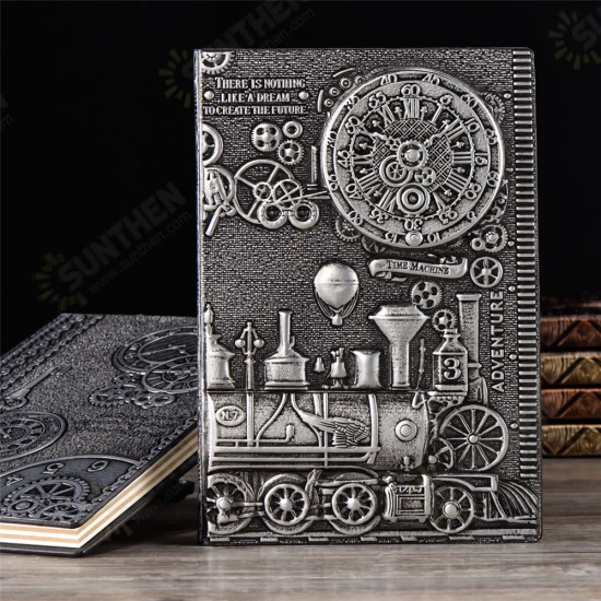 Relief Retro Notebook A5 Machine Theme Vintage Hardcover Diary Notebook Gift Stationery Writing Business Office Gift Notepad