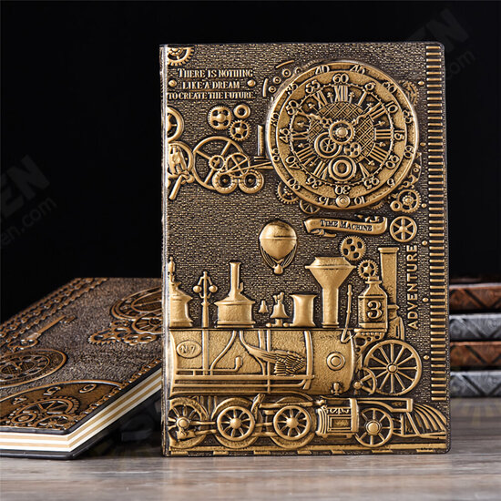 Relief Retro Notebook A5 Machine Theme Vintage Hardcover Diary Notebook Gift Stationery Writing Business Office Gift Notepad