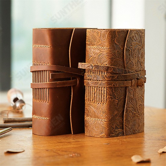 Thick Genuine Leather Journal Book 400 Pages Blank Paper Notebook Kraft Notepad Gift School Office Supplies 165mm*115mm*40mm