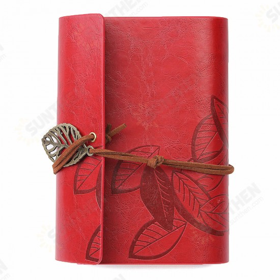 Vintage Leather Leaves Cover Notebook 90 Sheets Journal Book Diary Notepad Stationery School Office Supplies