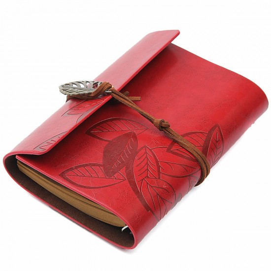 Vintage Leather Leaves Cover Notebook 90 Sheets Journal Book Diary Notepad Stationery School Office Supplies