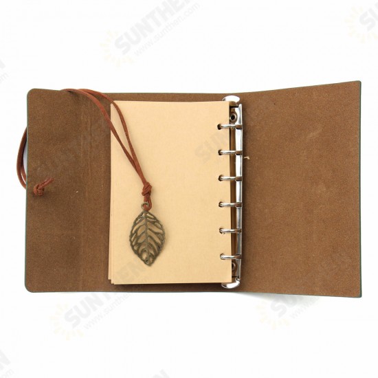 Vintage Leather Leaves Cover Notebook 90 Sheets Journal Book Diary Notepad Stationery School Office Supplies