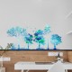 ZW106 Creative Wall Stickers Folding Version Of The New Hand-Painted Blue Gradient Forest Plants Living Room Background Wall Decoration