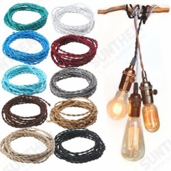 10M Vintage 2 Core Twist Braided Fabric Cable Wire Electric Lighting Cord 10M Vintage 2 Core Twist Braided Fabric Cable Wire Electric Lighting Cord