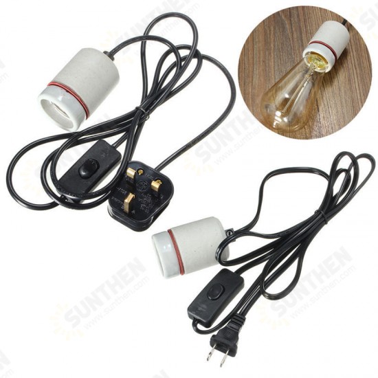 1.8M Reptile Ceramic Emitter Heating Lighting Lamp Bulb Holder Switch US/UK Plug