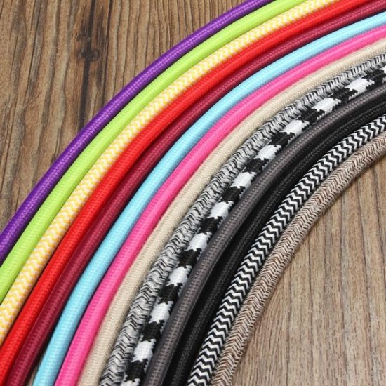 1M Vintage Colorful Twist Braided Fabric Cable Wire Electric Pendant Light Accessory