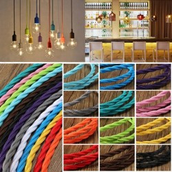 1m Vintage Colored DIY Twist Braided Fabric Flex Cable Wire Cord Electric Light Lamp 1m Vintage Colored DIY Twist Braided Fabric Flex Cable Wire Cord Electric Light Lamp