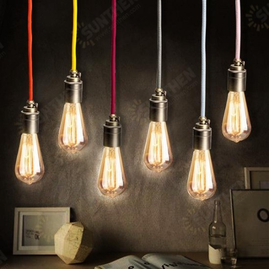 2M E27/E26 Vintage Fabric Cable Pendant Light Hanging Filament Lamp Bulb Holder Socket