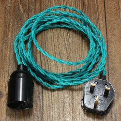 3M E27 Vintage Twisted Fabric Cable UK Plug In Pendant Lamp Light Bulb Holder Socket 3M E27 Vintage Twisted Fabric Cable UK Plug In Pendant Lamp Light Bulb Holder Socket