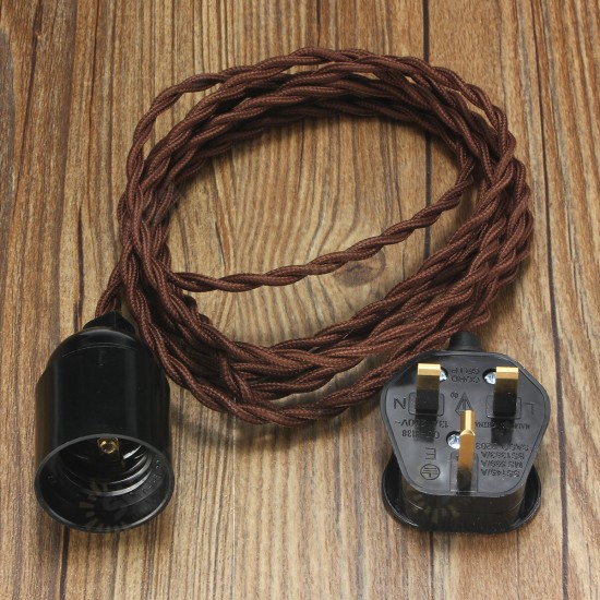 3M E27 Vintage Twisted Fabric Cable UK Plug In Pendant Lamp Light Bulb Holder Socket 3M E27 Vintage Twisted Fabric Cable UK Plug In Pendant Lamp Light Bulb Holder Socket