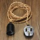 3M E27 Vintage Twisted Fabric Cable UK Plug In Pendant Lamp Light Bulb Holder Socket