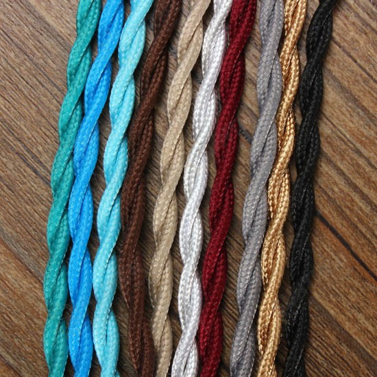 3M Vintage 2 Core Twist Braided Fabric Cable Wire Electric Lighting Cord 3M Vintage 2 Core Twist Braided Fabric Cable Wire Electric Lighting Cord