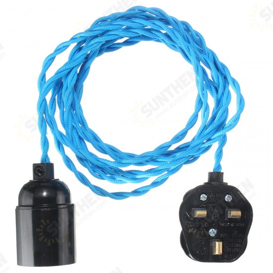 4M E27 Vintage Twisted Fabric Cable UK Plug In Pendant Lamp Light Bulb Holder Socket