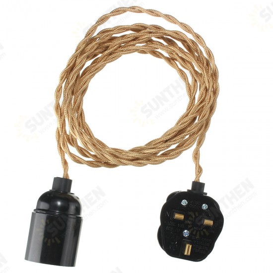 4M E27 Vintage Twisted Fabric Cable UK Plug In Pendant Lamp Light Bulb Holder Socket