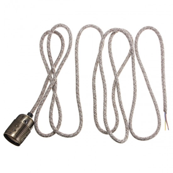 4M Wire Vintage Fabric Flex Cable E27 Bulb Adapter Lamp Holder Socket Pendant Light