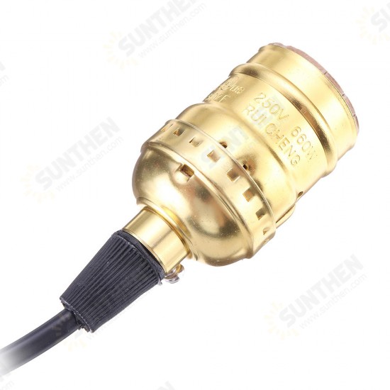 AC110V-220V E27 Golden Vintage Edison Lamp Holder Pendant Bulb Adapter Socket without Switch