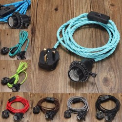 E27 3M Vintage Fabric Flex Cable Plug In Pendant Lamp Light Socket Holder Bulb E27 3M Vintage Fabric Flex Cable Plug In Pendant Lamp Light Socket Holder Bulb